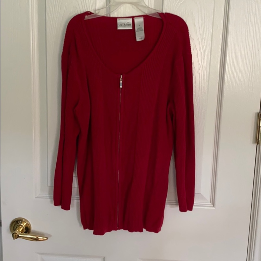 Red cardigan